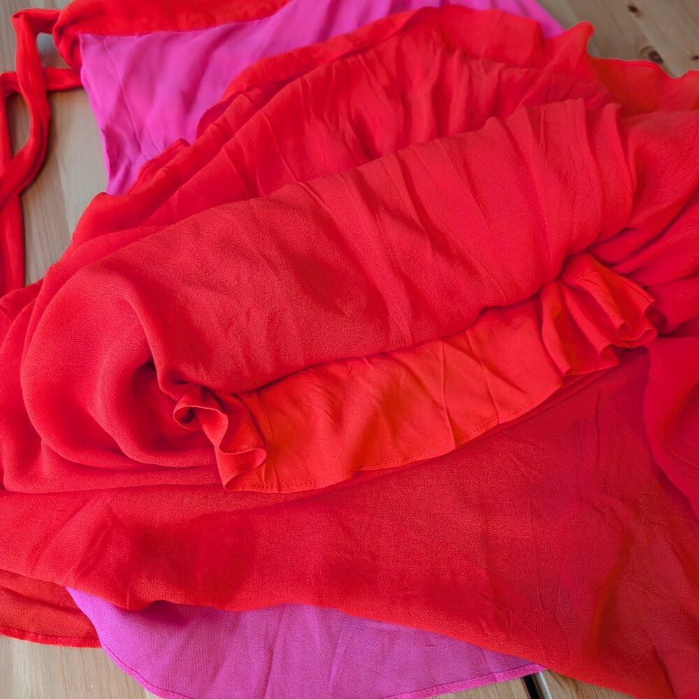 Farm Rio Tiered Midi Wrap Skirt L - Picture 5 of 6